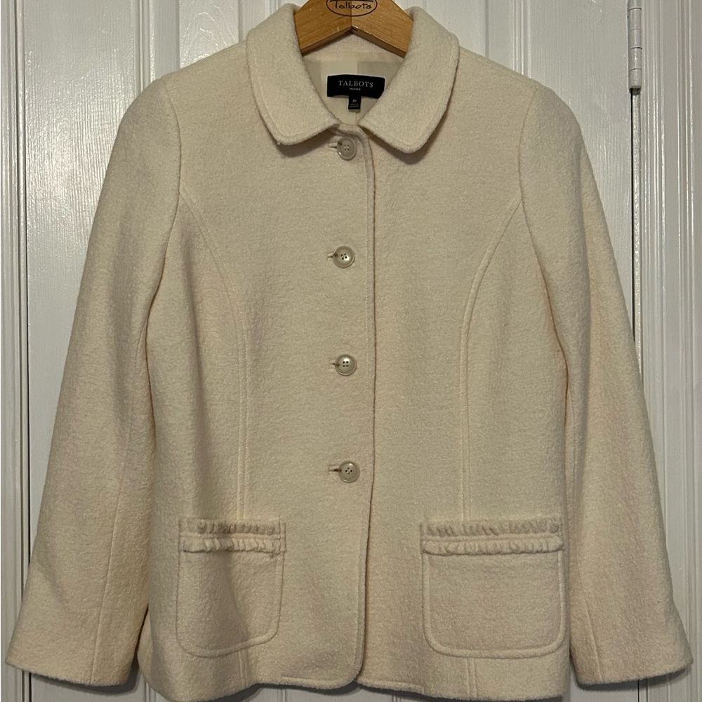 Talbots Cream Wool Blazer Size 8 Petite.
